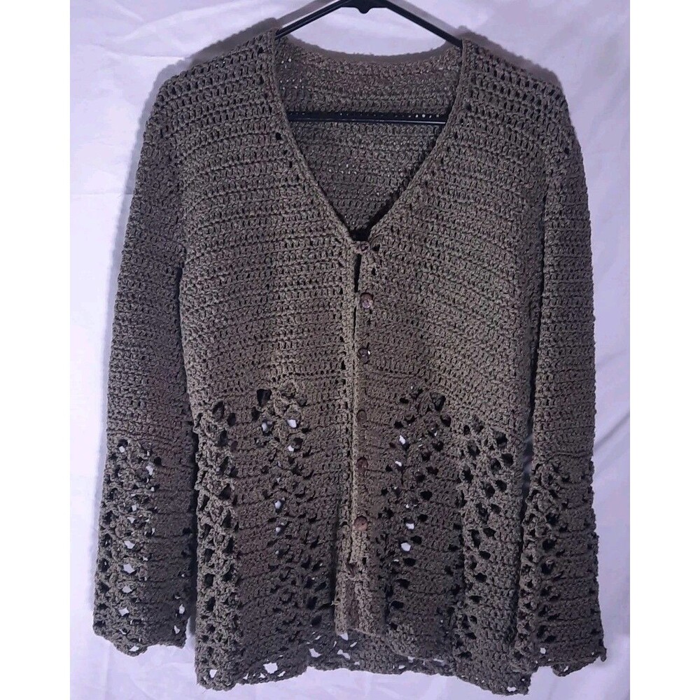 Dingle Linens Cardigan Hand Made Green Cotton Linen Made In Ireland Small